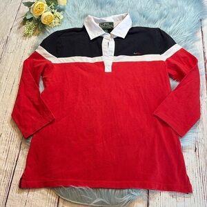 L-RL Lauren Active Ralph Lauren 3/4 Sleeve Rugby Polo Top sz M